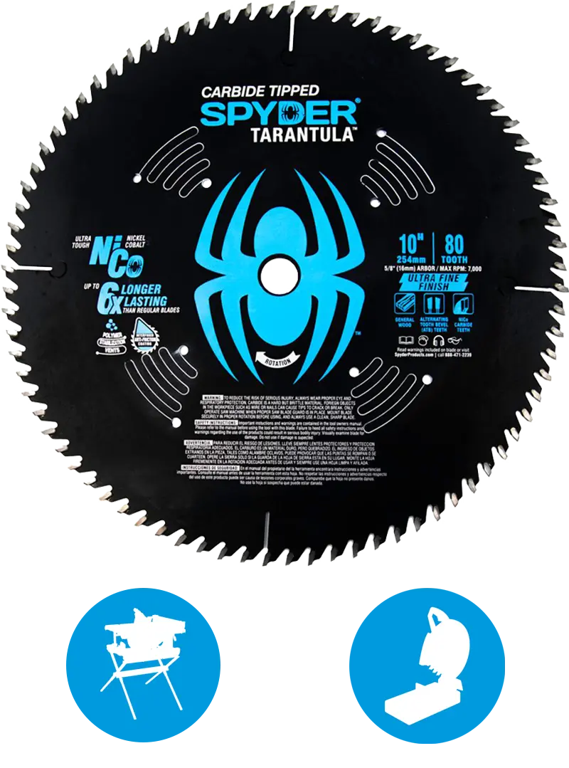 Spyder 10" Ultra-Fine Finish Saw Blade – 80-Tooth Carbide For Smooth Cuts 1