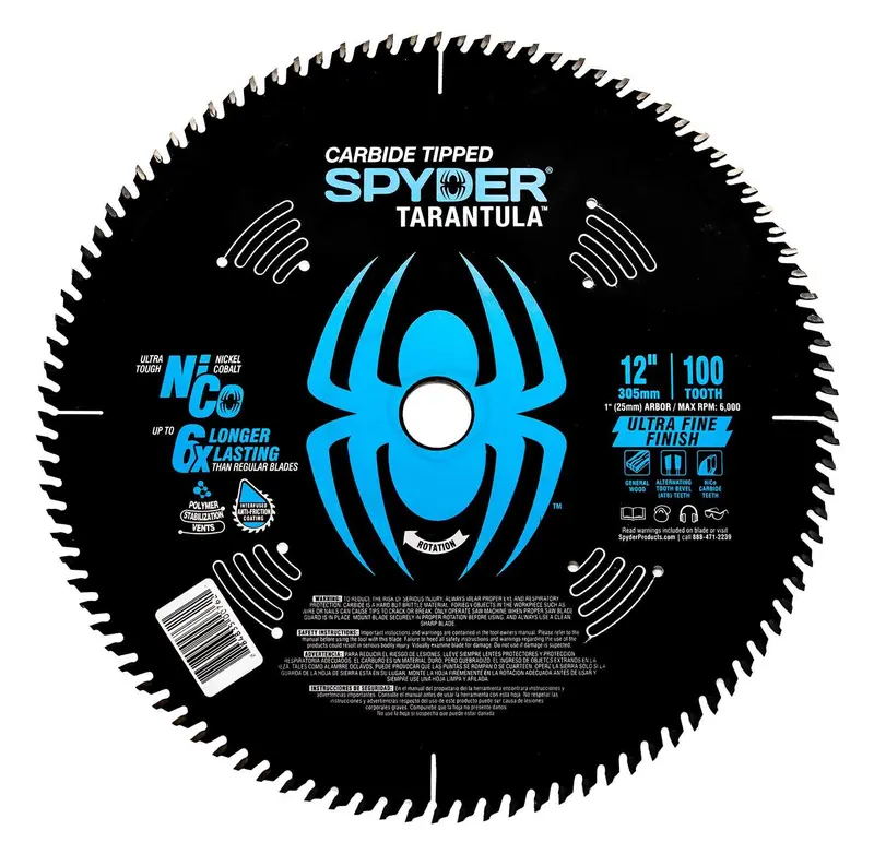 Spyder 12" 100-Tooth Fine-Finish Miter Saw Blade – Carbide-Tipped 1