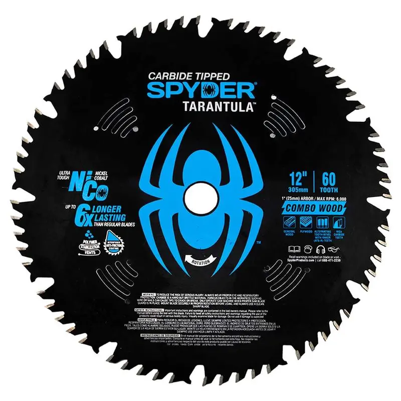 Spyder 12" Combo Wood Miter/Table Saw Blade – 60-Tooth Carbide 1