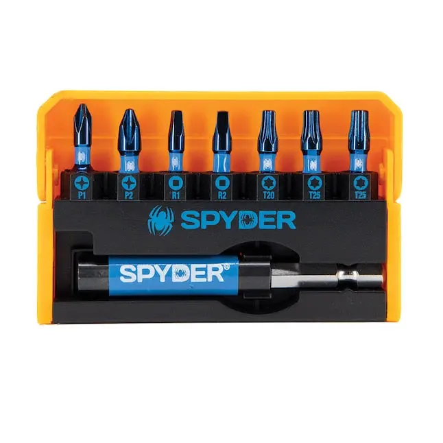 Spyder 19027 Mach-Blue 1/4-Inch Impact Driver Bit Set (8-Piece) 1