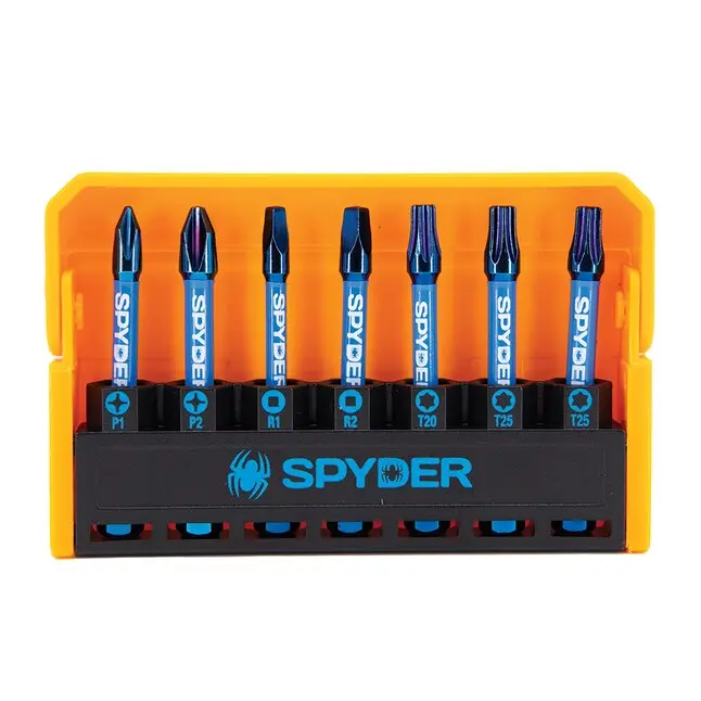 Spyder 19028 Mach-Blue Impact Driver Bit Set – 7-Piece, 1/4" X 2" 1