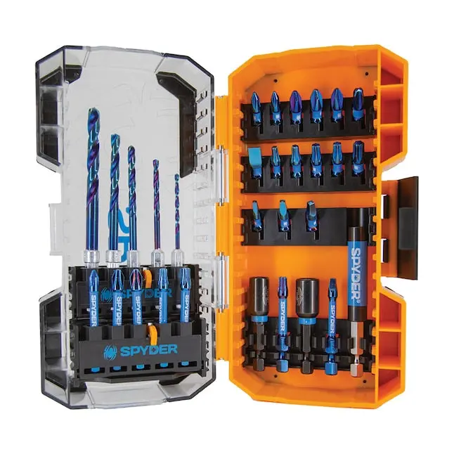 Spyder 19032 Mach-Blue Impact Driver Bit Set – 30-Piece, Standard Hex Variety 1