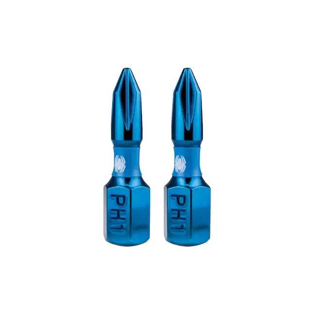 Spyder 19033 Mach-Blue Ph1 Phillips Impact Driver Bit – 1/4-Inch X 1-Inch (2-Piece) 1