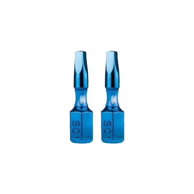 Spyder 19036 Mach-Blue Sq1 Square Impact Driver Bit – 1/4-Inch X 1-Inch (2-Piece) 1