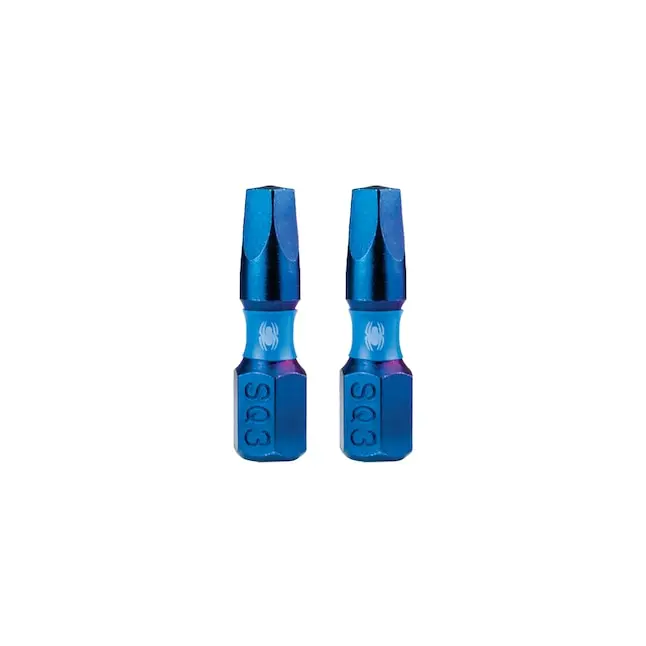 Spyder 19038 Mach-Blue Sq3 Square Impact Driver Bit – 1/4-Inch X 1-Inch (2-Piece) 1