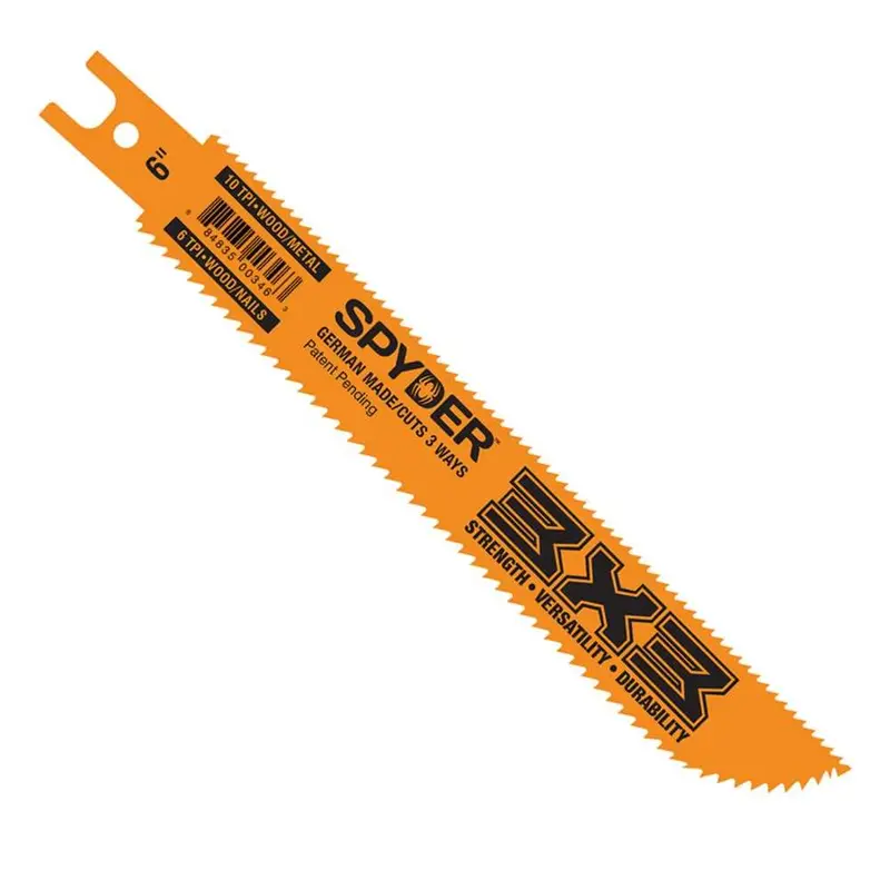 Spyder 200176 6-Inch Bi-Metal Double-Sided Reciprocating Saw Blade – 3X3 Design, 6/10 Tpi For Wood And Metal Cutting 1