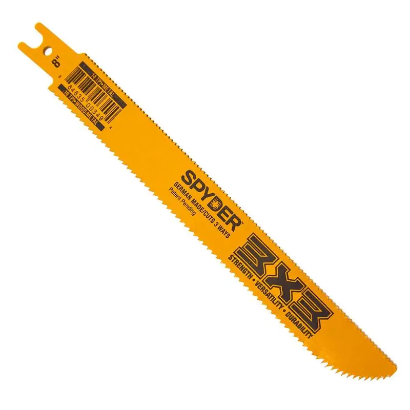 Spyder 200179 8-Inch Bi-Metal Double-Sided Reciprocating Saw Blade – 3X3 Design, 10/14 Tpi For Wood And Metal Demolition 1