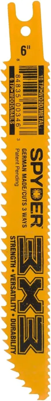 Spyder 6-Inch Reciprocating Saw Blades – 10-Pack, 3X3 Size, 6 Tpi (Model 200199) 1