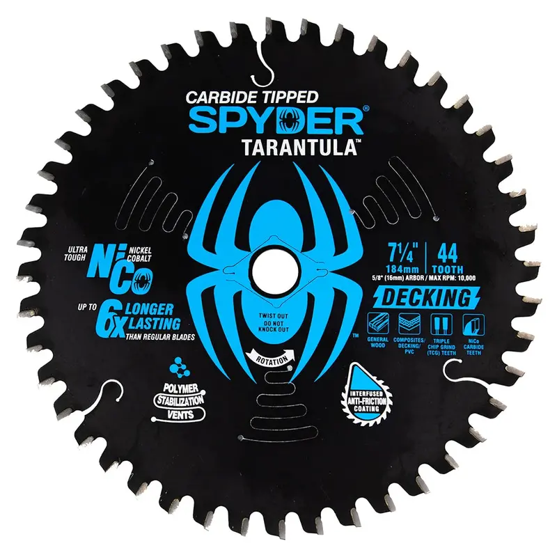 Spyder 7-1/4" Decking Blade – 44-Tooth Optimized For Outdoor Lumber 1