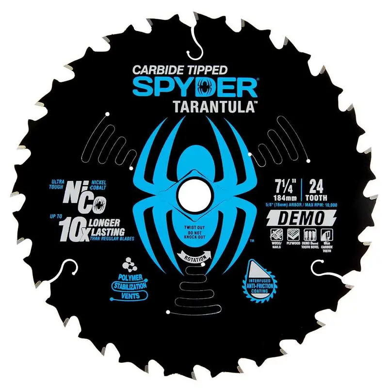 Spyder 7-1/4" Demo Circular Saw Blade – 24-Tooth Heavy-Duty Carbide 1