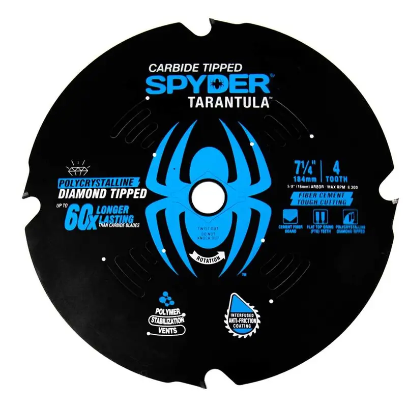 Spyder 7-1/4" Fiber Cement Diamond Circular Saw Blade – 4-Tooth 1