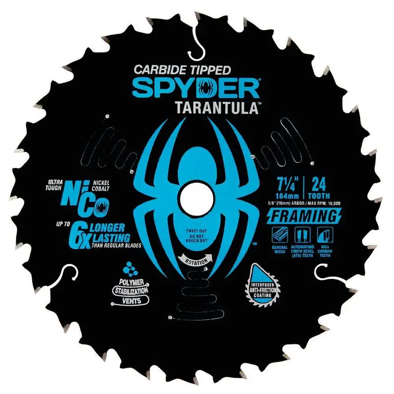 Spyder 7-1/4" Standard Framing Circular Saw Blade – 24-Tooth Carbide 1