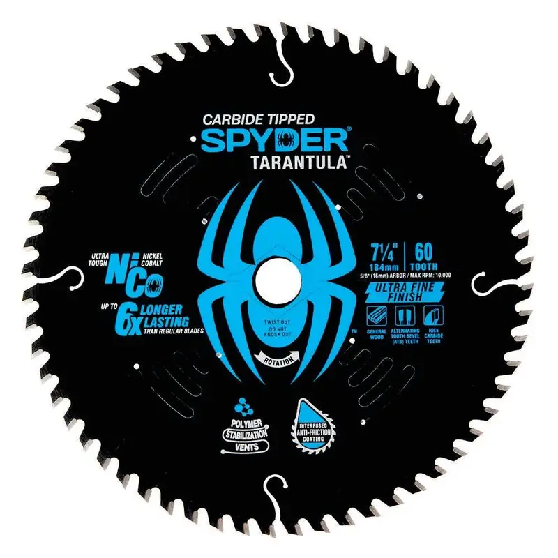 Spyder 7-1/4" Ultra-Fine Circular Saw Blade – 60-Tooth Finish-Cut Carbide 1