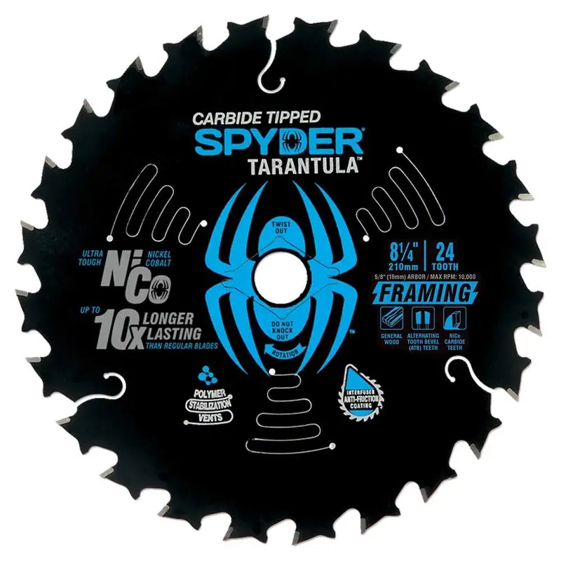 Spyder 8-1/4" Framing Circular Saw Blade – 24-Tooth Rough-Cut Carbide 1