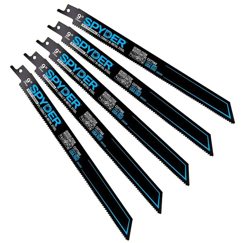 Spyder Black Series Bi-Metal Reciprocating Blades – 5-Piece Set, 9" Length, 10/14 Tpi 1