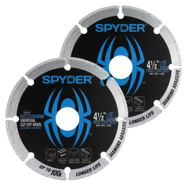 Spyder Diamond Bite Cut-Off Wheel – 4.5", Diamond-Edged, Wet/Dry Use, 2-Pack 1