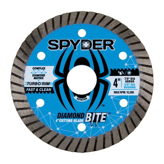 Spyder Diamond Bite Turbo-Rim Diamond Saw Blade – 4", Wet/Dry Use 1