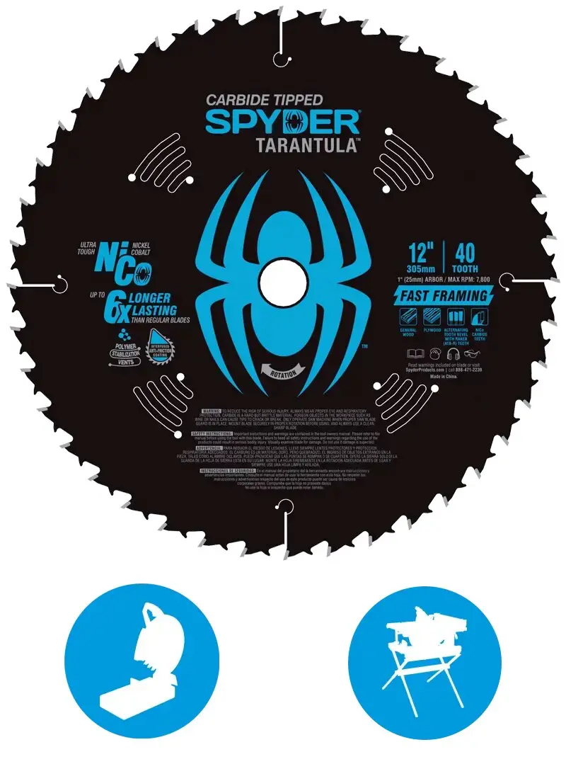 Spyder Fast-Framing Circular Saw Blade – 12", 40-Tooth, Carbide-Tipped 1