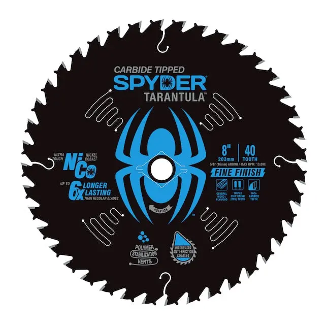 Spyder Fine-Finish Miter/Table Saw Blade – 8", 40-Tooth, Carbide-Tipped, Precision Cut 1