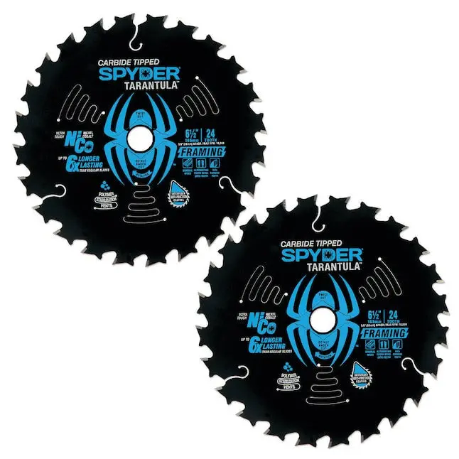 Spyder Framing Circular Saw Blade – 6-1/2", 24-Tooth, Carbide-Tipped, Rough-Cut, 2-Pack 1
