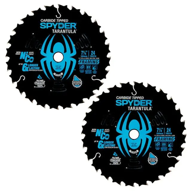 Spyder Framing Circular Saw Blade – 7-1/4", 24-Tooth, Carbide-Tipped, Rough-Cut, 2-Pack 1
