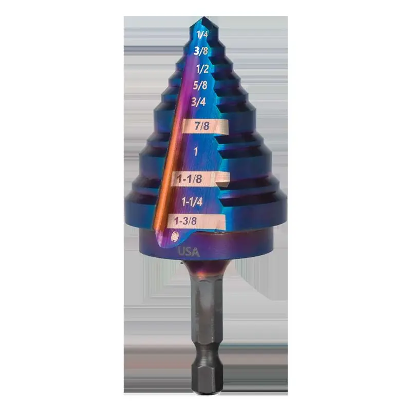 Spyder Mach-Blue 10-Step Step Drill Bit – 1/4" Shank, 1/4" To 1-3/8" 1