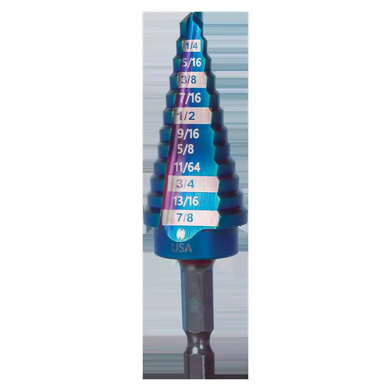 Spyder Mach-Blue 12-Step Step Drill Bit – 1/4" Shank, 3/16" To 7/8" 1