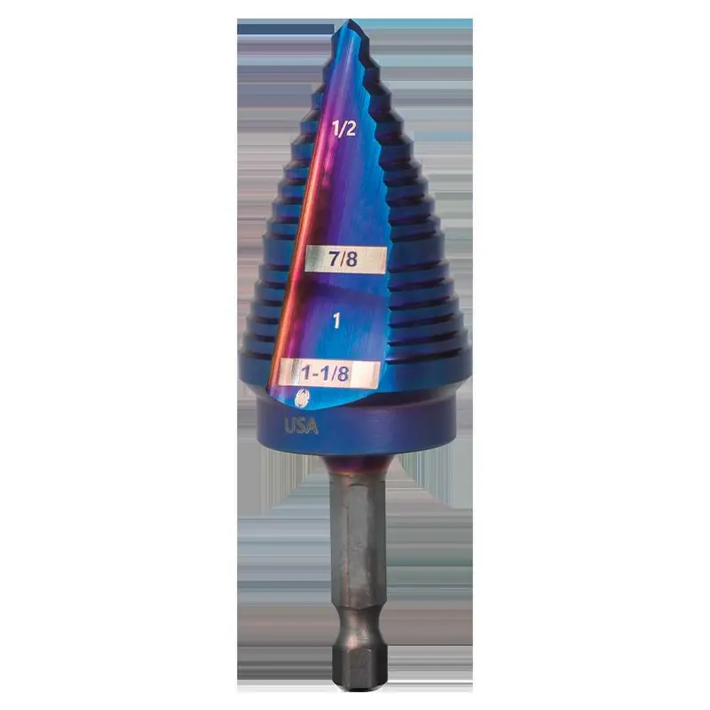 Spyder Mach-Blue 16-Step Step Drill Bit – 1/4" Shank, 3/16" To 1-1/8" 1