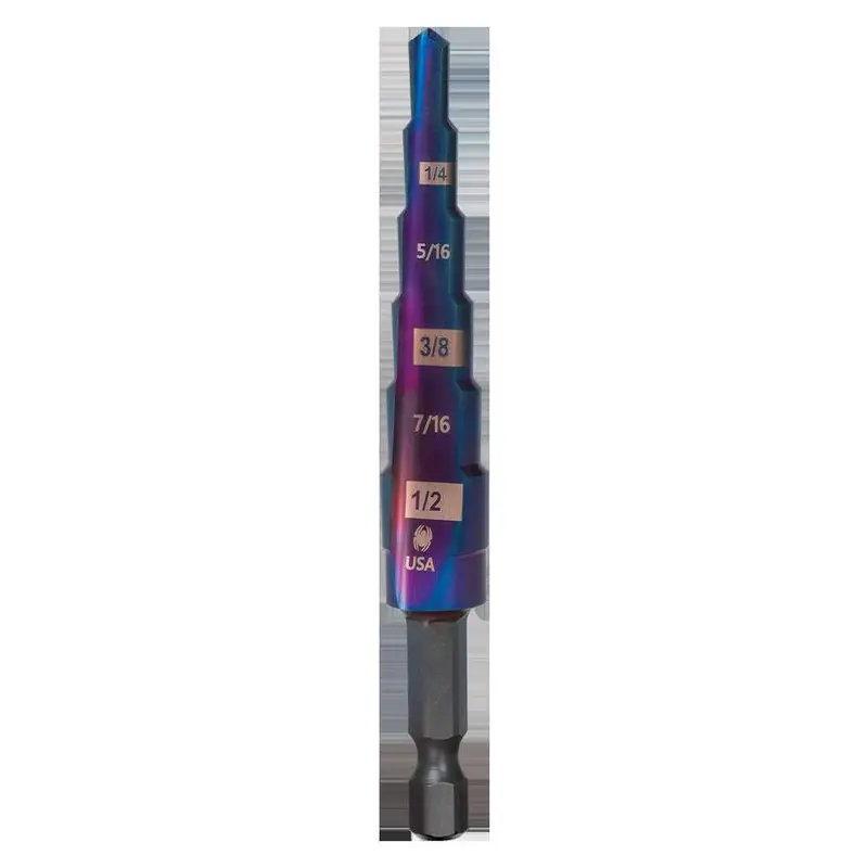 Spyder Mach-Blue 6-Step Step Drill Bit – 1/4" Shank, 3/16" To 1/2" 1