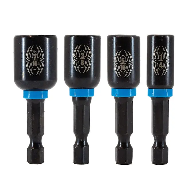 Spyder Mach-Blue Nutsetter Impact Bit Set – 1/4" Shank, 4-Piece Kit 1
