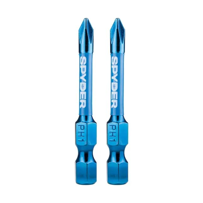 Spyder Mach-Blue Ph1 Phillips Impact Bit – 1/4" Shank, 2" Length, 2-Pack 1