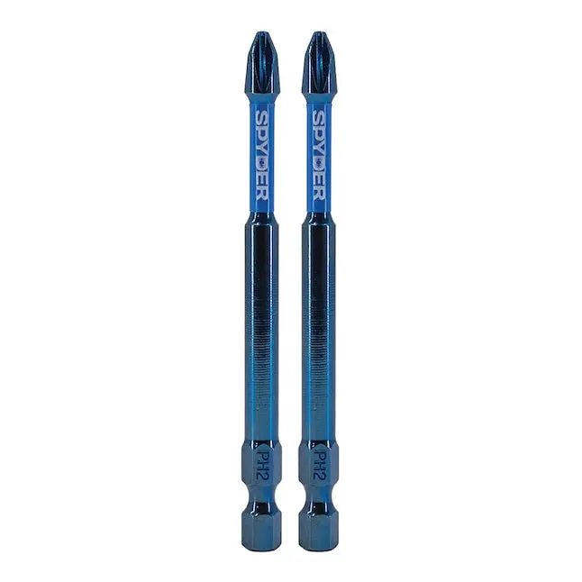 Spyder Mach-Blue Ph2 Phillips Impact Bit – 1/4" Shank, 3.5" Length, 2-Pack 1