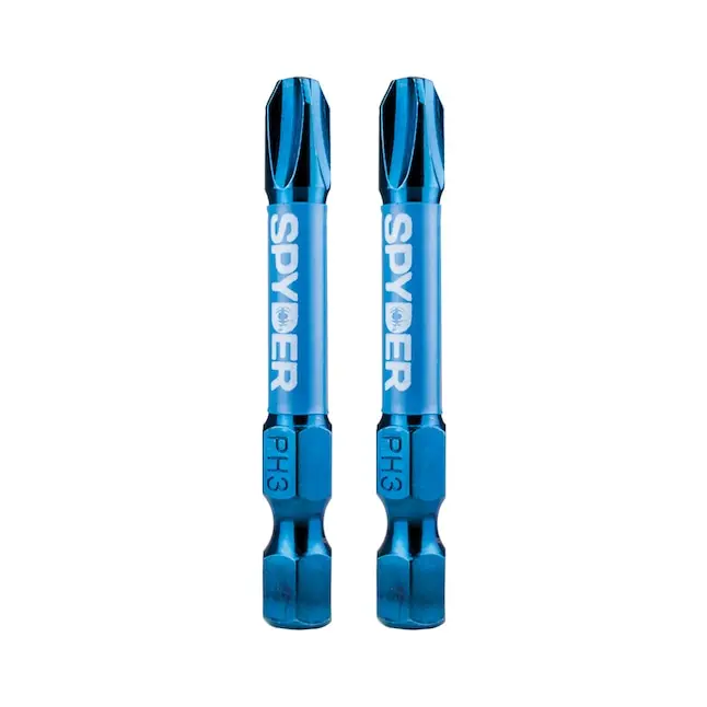 Spyder Mach-Blue Ph3 Phillips Impact Bit – 1/4" Shank, 2" Length, 2-Pack 1