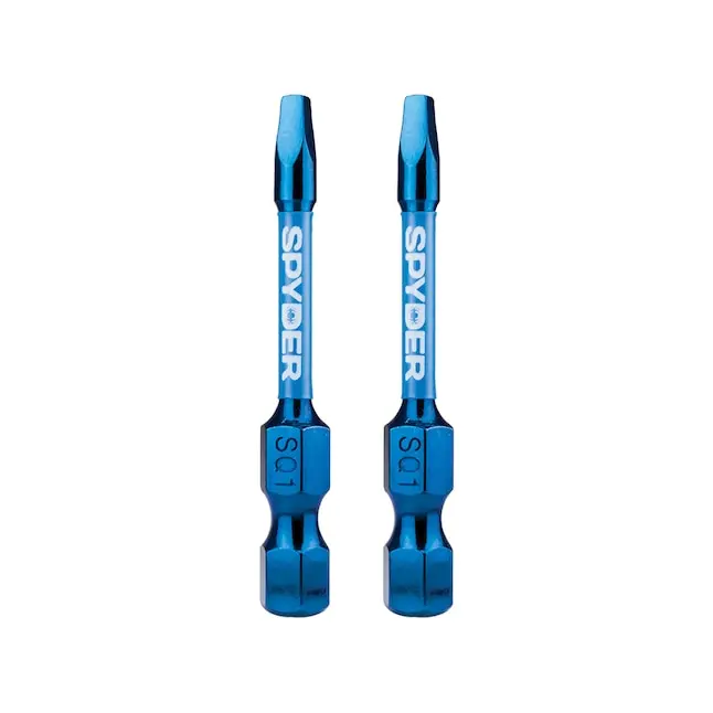 Spyder Mach-Blue Sq1 Square Drive Impact Bit – 1/4" Shank, 2" Length, 2-Pack 1