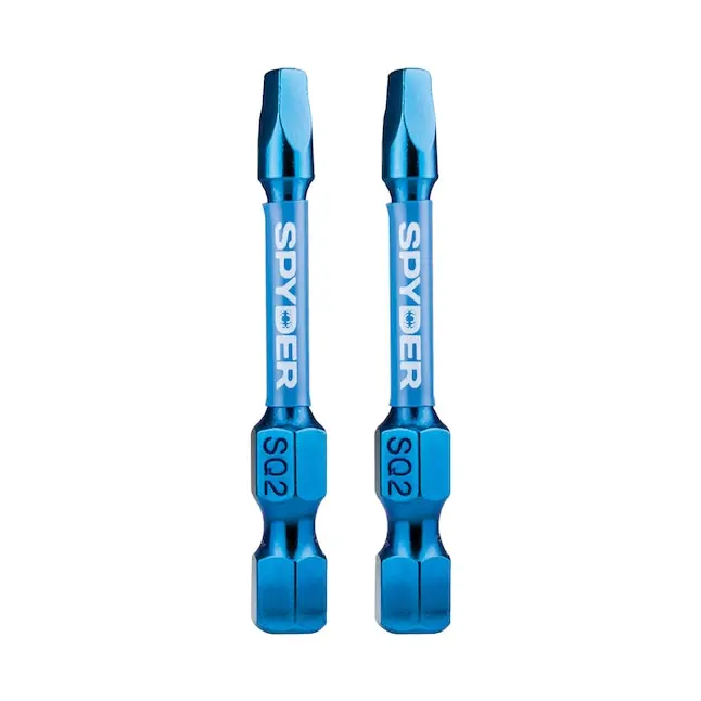Spyder Mach-Blue Sq2 Square Drive Impact Bit – 1/4" Shank, 2" Length, 2-Pack 1