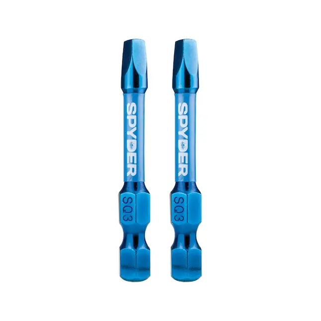 Spyder Mach-Blue Sq3 Square Drive Impact Bit – 1/4" Shank, 2" Length, 2-Pack 1