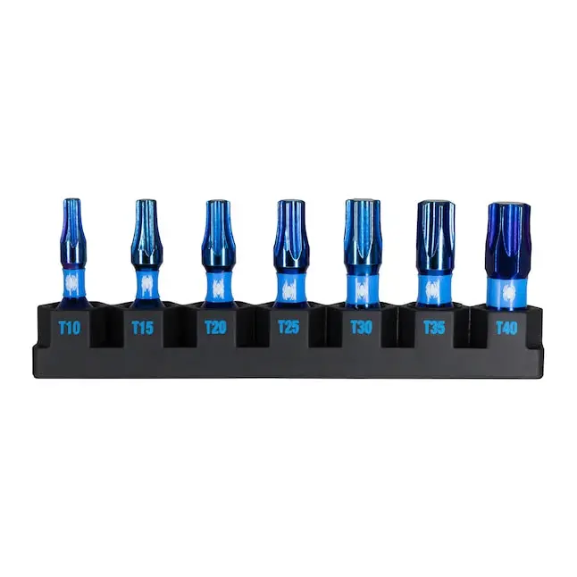 Spyder Mach-Blue T-Series Torx Bit Set – 1/4" Shank, 1" Length, 7-Piece 1