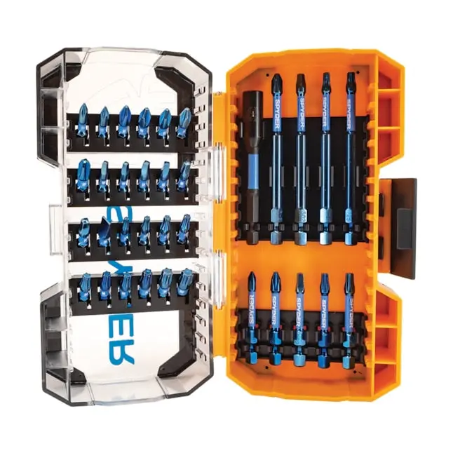 Spyder Mach-Blue Triple-Drive Impact Bit Collection – Phillips/Square/Torx, 1/4" Shank, 34-Piece 1