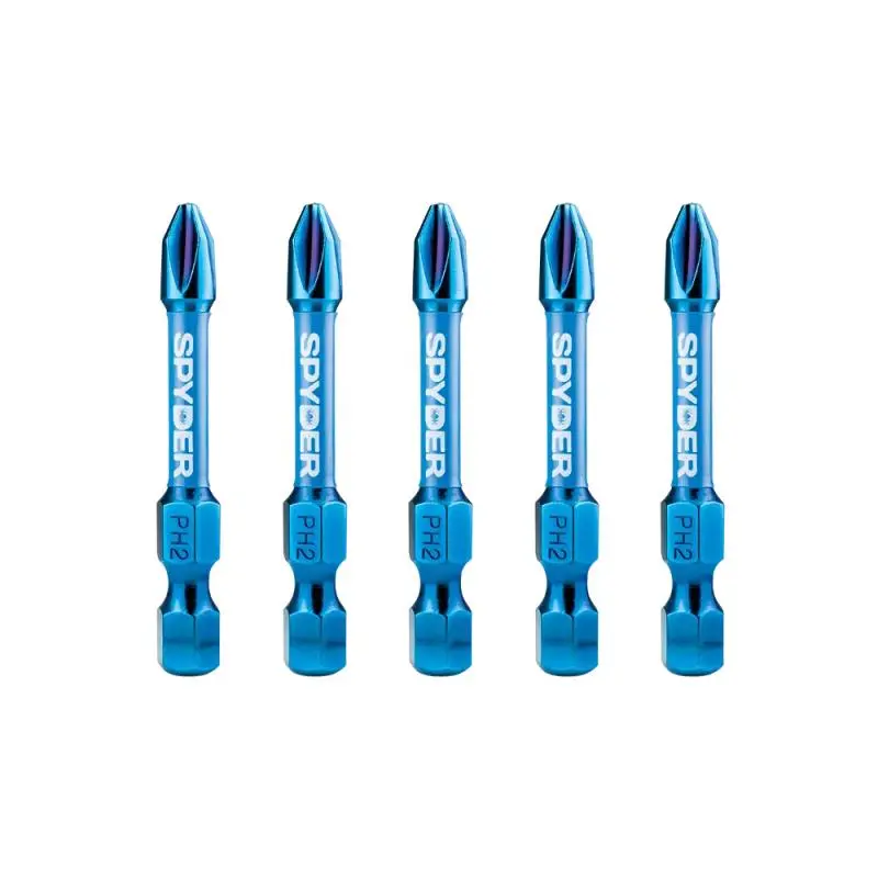 Spyder Ph2 Phillips Impact Bit Value Pack – 1/4" Shank, 1" Length, 5-Piece 1