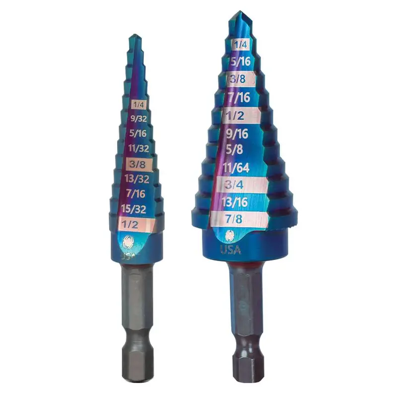 Spyder Step Drill Bit Set – Dual-Range (1/8"–1/2" & 3/16"–7/8") 1