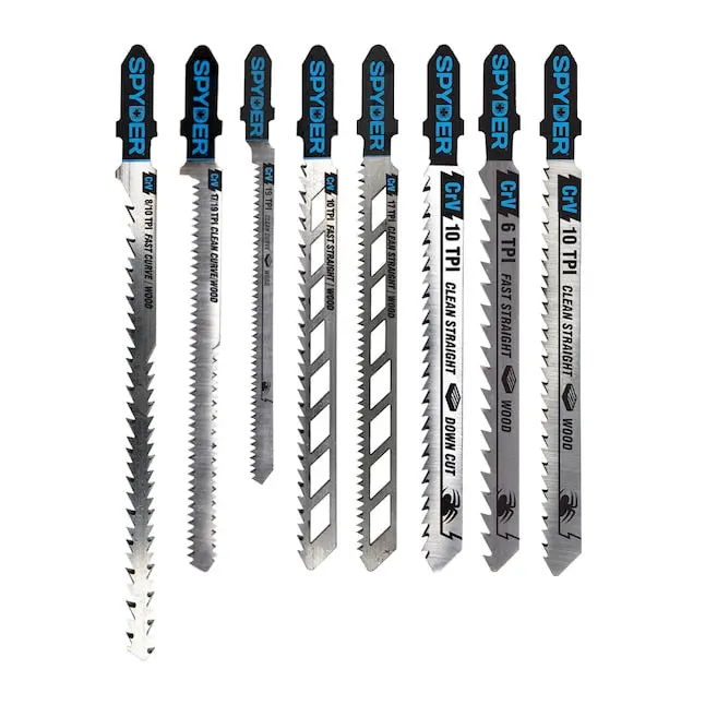 Spyder T-Shank Chrome/Vanadium Jigsaw Blade Set – 8-Pack (Model 300097) 1