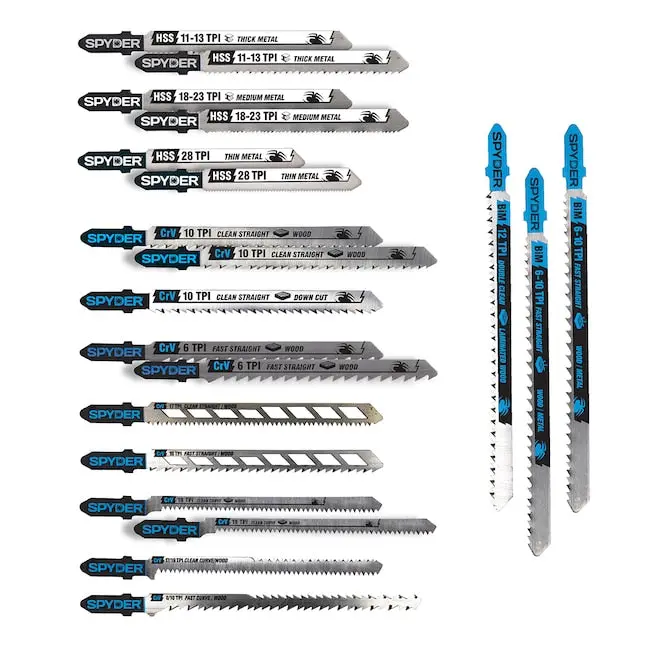 Spyder T-Shank High-Carbon Steel Jigsaw Blade Set – 20-Pack (Model 300091) 1