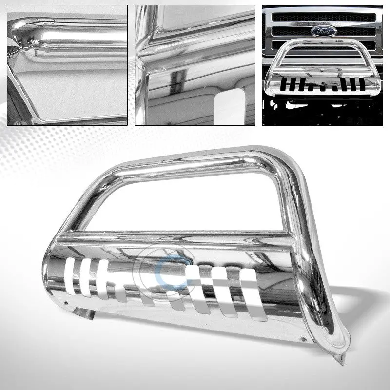 Stainless Steel Chrome Bull Bar Brush Guard With Grill Protection – Compatible With 2005–2007 Ford F-250/F-350 1