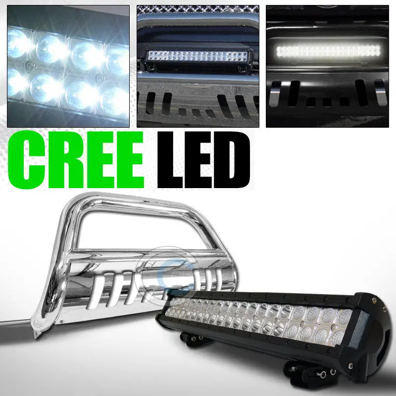 Stainless Steel Chrome Bull Bar Guard With 120W Cree Led Fog Lights For 1997–2003 Ford F-150, F-250 & Expedition 1