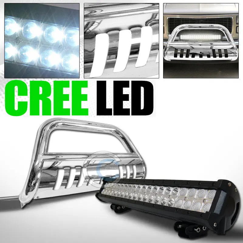 Stainless Steel Chrome Grill Guard Bull Bar With 120W Cree Led Fog Lights For 1988–2002 Chevrolet/Gmc C/K Series & C10 Trucks 1