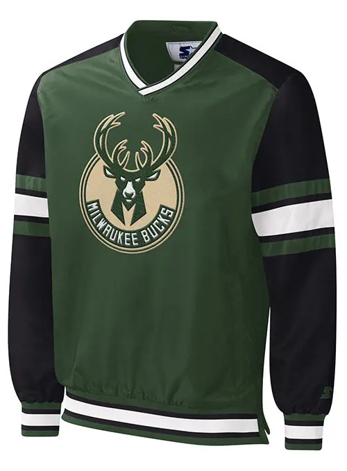 Starter Yard Line Milwaukee Bucks Pullover Sweatshirt 1
