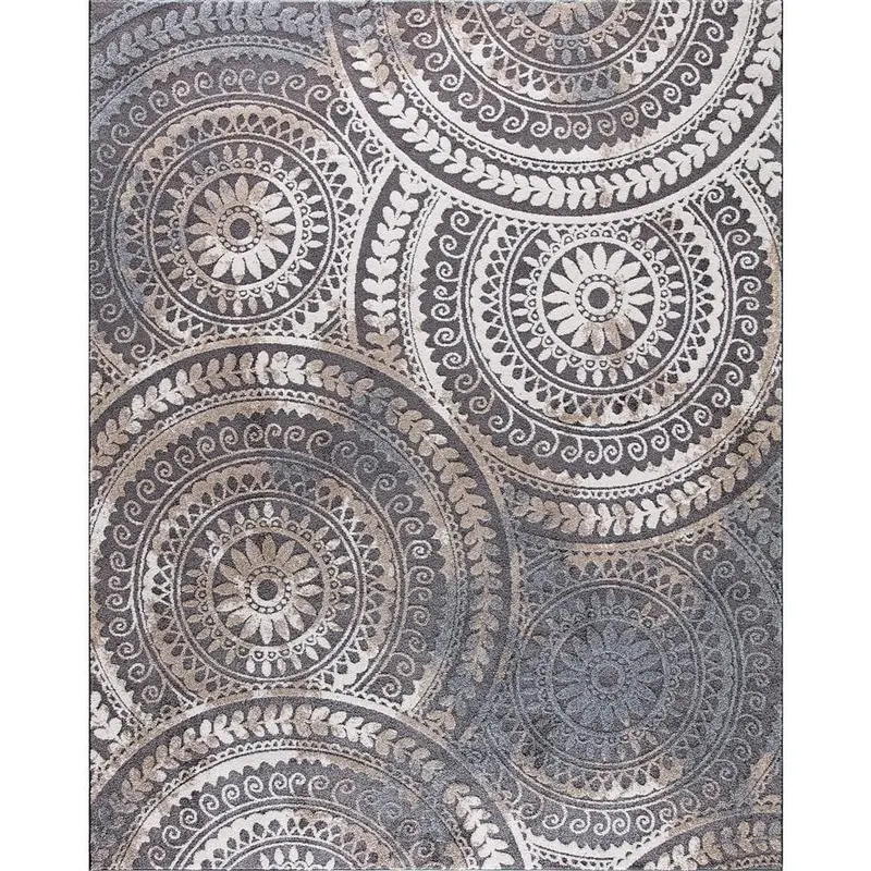 Stylewell Spiral Gray Geometric Medallion 7' X 9' Area Rug 1