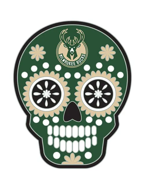 Sugar Skull–Style Milwaukee Bucks Enamel Pin – Pro Specialities Group 1