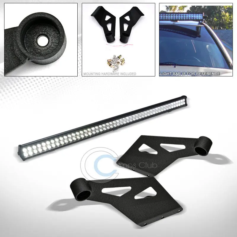Textured Black Roof Pillar Mount Brackets And 50" Led Light Bar For 2002–2009 Dodge Ram 1