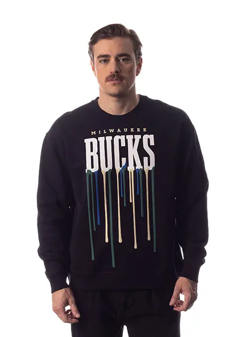 The Wild Collective Team Color Drip Crewneck Sweatshirt – Milwaukee Bucks Streetwear 1